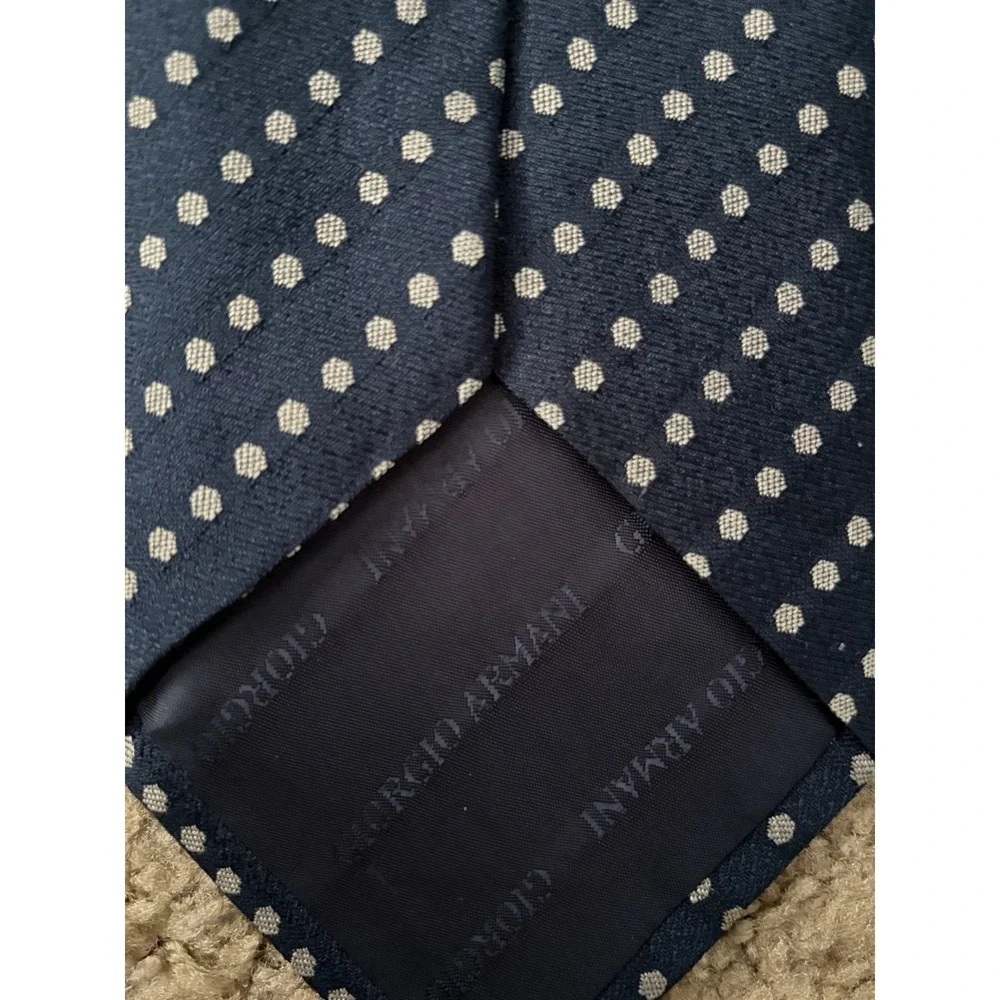 Georgio Armani Cravatte Tie Blue Geometric AOP Pattern 100% Silk Italy VTG JBHS